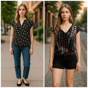 Banana Republic Top Lot Of 2 Womens Size Small Floral Print Geometric Print